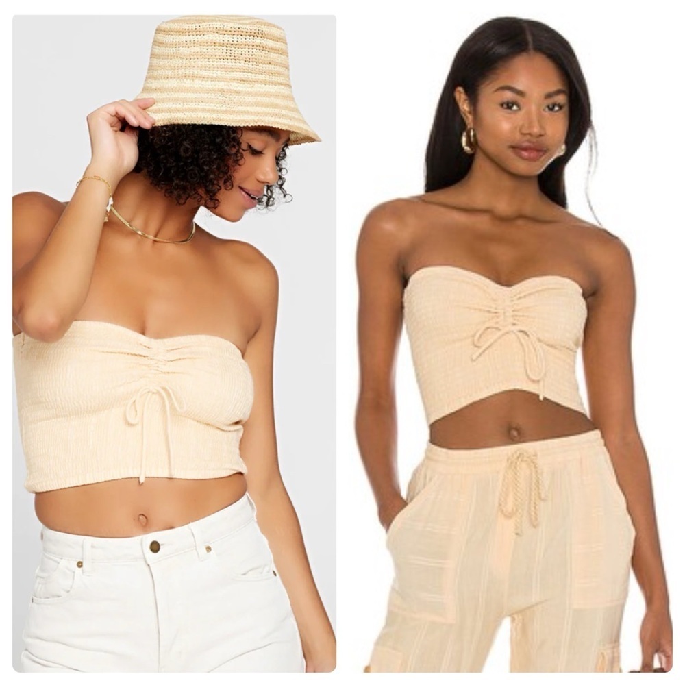 L*Space | Cottagecore Coastal Cowgirl Smocked Tahiti Tube Top In Melon | S - Picture 4 of 12